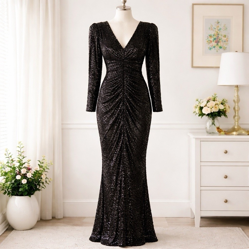 NWT Express Sz Small Maxi Dress Sequin Formal Gown Feminine‎ Quiet Luxury $168
